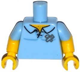 Torso Shirt Open Collar with Chest Hair, Hammer and Saw Pattern / Yellow Arms with Molded Bright Light Blue Short Sleeves Pattern / Yellow Hands