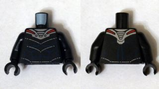 Torso Armor Silver and Red with Blue Muscles Pattern (Black Manta) / Black Arms / Black Hands