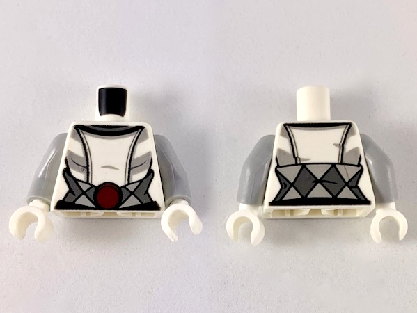 Torso SW Female Robe with Reddish Brown Belt Buckle Pattern (Asajj Ventress 75087) / Light Bluish Gray Arms / White Hands