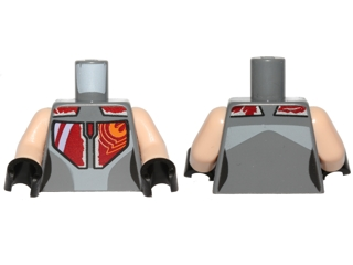 Torso SW Mandalorian Armor Plates Female Red, Silver, and Orange with Rebel Starbird Pattern (Sabine Wren) / Light Nougat Arms / Black Hands