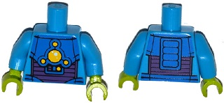Torso Space Armor with 5 Yellow Lights Pattern / Dark Azure Arms / Lime Hands
