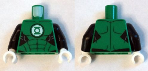 Torso Muscles Outline with Green Lantern Logo on White Background Pattern / Black Arms / White Hands