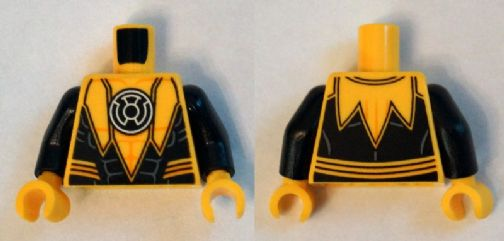 Torso Suit Serrated with Muscles Outline and White Sinestro Logo Pattern / Black Arms / Yellow Hands