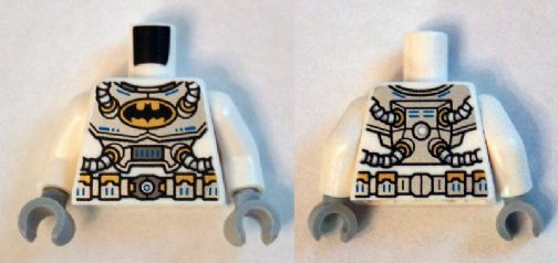 Torso Batman Logo Spacesuit with Four Hoses and Utility Belt Pattern / White Arms / Light Bluish Gray Hands