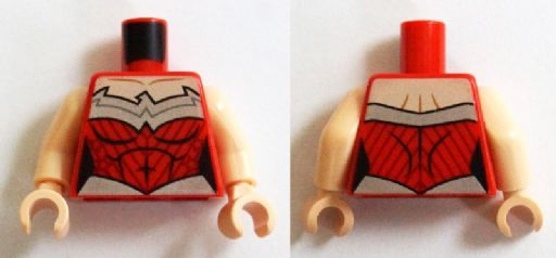 Torso Female Outline and Silver Trim and Belt Pattern (Wonder Woman) / Light Nougat Arms / Light Nougat Hands