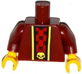 Torso Robe with Gold Trim over Red Shirt with Black Skulls and Belt with Gold Skull Buckle Pattern / Dark Red Arms / Yellow Hands
