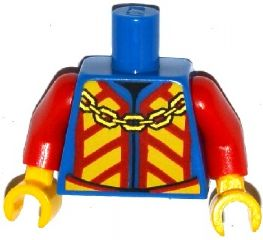 Torso Castle King Jacket with Red and Yellow Chevrons and Gold Chain Pattern / Red Arms / Yellow Hands