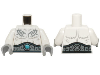 Torso Fur with Dark Blue and Sand Blue Belt, Sand Blue Tribal Lines and Dark Azure Round Jewel (Chi) Pattern / White Arms / Light Bluish Gray Hands