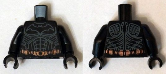 Torso Batman Logo with Body Armor Outline and Copper Belt Pattern / Black Arms / Black Hands