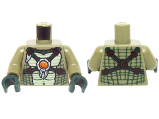 Torso Crocodile Skin with Dark Green Crossing Straps and Fire Chi Emblem Pattern / Olive Green Arms / Dark Green Hands