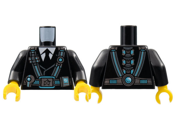 Torso Utility Belt and Straps, Ultra Agents Logo on Buckle, Light Bluish Gray Shirt, Black Tie Pattern (Curtis Bolt) / Black Arms / Yellow Hands