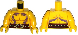 Torso Ninjago Bare Chest Muscles, Dark Purple Snake Tattoos, Belt with Tan Snake Buckle Pattern / Yellow Arms / Yellow Hands