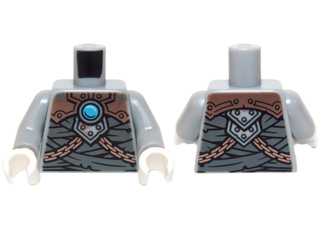 Torso Mummy Wrappings, Copper Armor with Rivets and Chains and Dark Azure Round Jewel (Chi) Pattern / Light Bluish Gray Arms / White Hands