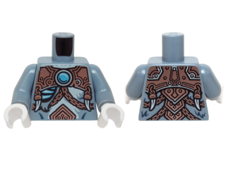 Torso Fur with Glowing Bones, Copper Armor with Rivets, Chains and Blue Round Jewel (Chi) Pattern / Sand Blue Arms / White Hands