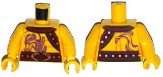 Torso Ninjago Bare Chest Muscles, Purple Snake Tattoos, Snake Buckle, Shoulder Strap Pattern / Yellow Arms / Yellow Hands