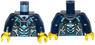 Torso Black, Silver and Medium Azure Body Armor with Ultra Agents Logo over Shirt and Black Tie Pattern / Dark Blue Arms / Yellow Hands