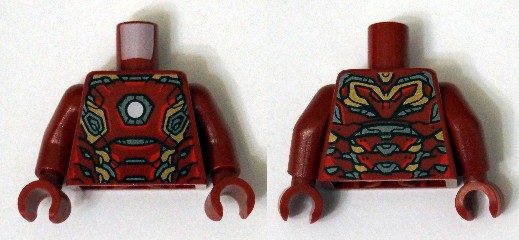 Torso Armor with White Circle and Gold and Silver Plates Pattern / Dark Red Arms / Dark Red Hands