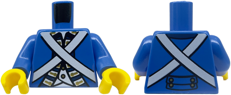 Torso Imperial Soldier Uniform Jacket with Dark Blue, Gold, and White Trim over Vest with Buttons, Crossbelts Pattern (Bluecoat) / Blue Arms / Yellow Hands