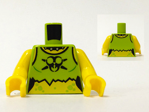 Torso Female Ripped Shirt with Black Toxic Symbol and Studded Collar Pattern / Yellow Arms / Yellow Hands