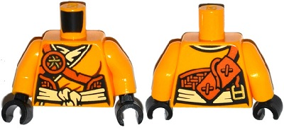 Torso Ninjago Female Robe with Bright Light Yellow Sash and Scabbard Pattern / Bright Light Orange Arms / Black Hands
