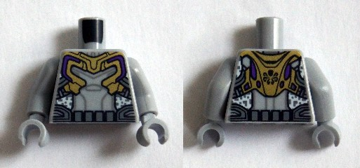 Torso Gold and Silver Armor with Utility Belt Pattern / Light Bluish Gray Arms / Light Bluish Gray Hands