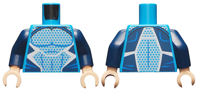 Torso Muscles Outline with Black, Blue and White Suit with Light Blue Dots Pattern (Quicksilver) / Dark Blue Arms / Light Nougat Hands