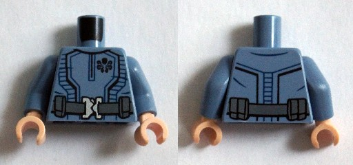 Torso Suit with Black Hydra Logo and Dark Bluish Gray Belt with Silver Buckle Pattern (Baron Von Strucker) / Sand Blue Arms / Light Nougat Hands