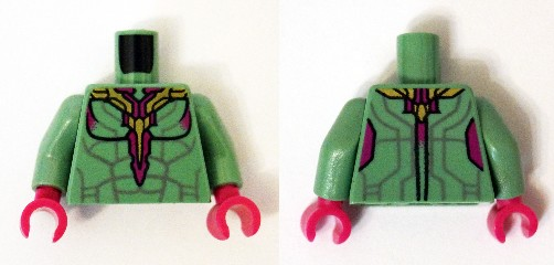 Torso Muscles Outline with Sand Purple Lines and Gold and Magenta Armor Plating Pattern (Vision) / Sand Green Arms / Magenta Hands