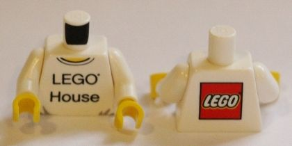Torso 'LEGO House' Front and LEGO Logo on Back Pattern / White Arms / Yellow Hands