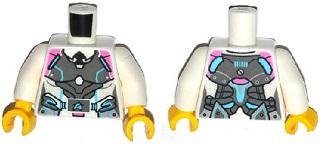 Torso Female Gray, Pink and Medium Azure Body Armor with Ultra Agents Logo over Shirt and Black Tie Pattern / White Arms / Yellow Hands