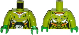 Torso Female Silver and Gold Space Armor with Green Dirt and Belt Buckle with Ultra Agent Toxic Pattern / Lime Arms / Bright Green Hands