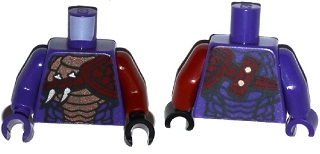 Torso Ninjago Snake with Black and Copper Scales, Knives and Shoulder Pad Pattern / Dark Red Arm and Black Hand Left / Dark Purple Arm and Hand Right