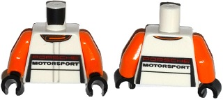 Torso Racing Suit with 'PORSCHE MOTORSPORT' and Orange Collar Pattern / Orange Arms / Black Hands
