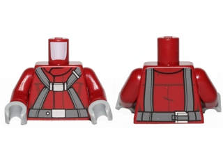 Torso SW T-16 Skyhopper Pilot Flight Suit with Dark Bluish Gray Harness Pattern / Dark Red Arms / Light Bluish Gray Hands