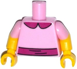 Torso Simpsons Dress with Magenta Collar and Belt Pattern / Yellow Arms with Molded Bright Pink Short Sleeves Pattern / Yellow Hands