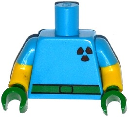 Torso Simpsons Green Belt and Purple Radioactivity Warning Pattern / Yellow Arms with Molded Dark Azure Short Sleeves Pattern / Green Hands
