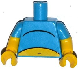 Torso Simpsons Yellow Stomach Pattern / Yellow Arms with Molded Dark Azure Short Sleeves Pattern / Yellow Hands