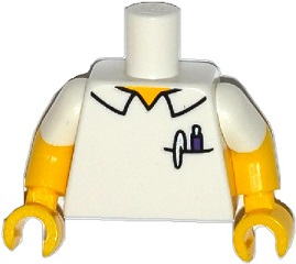 Torso Simpsons Shirt with Pens in Pocket and Collar Outline Pattern / Yellow Arms with Molded White Short Sleeves Pattern / Yellow Hands