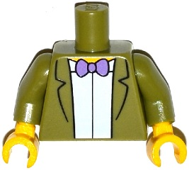 Torso Simpsons Jacket, White Shirt and Purple Bow Tie Pattern / Olive Green Arms / Yellow Hands