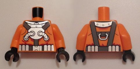 Torso Diving Suit Silver Chest Plate and Hoses over Dark Bluish Gray Harness, Silver Diving Weights Pattern / Orange Arms / Black Hands