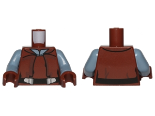 Torso SW Naboo Security Officer Vest over Shirt and Black Belt with Silver Buckles Pattern / Sand Blue Arms / Reddish Brown Hands