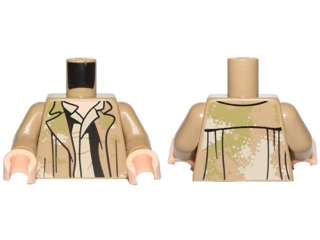 Torso Camouflage Open Jacket and Shirt Pattern (SW Han Solo Endor) / Dark Tan Arms / Light Nougat Hands