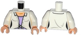 Torso Female Blouse with Knot over Lavender Shirt and Gold Necklace Pattern / White Arms / Light Nougat Hands