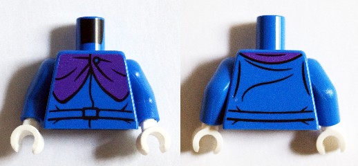 Torso Shirt with Belt and Dark Purple Cape Clasp Pattern (Headless Horseman) / Blue Arms / White Hands