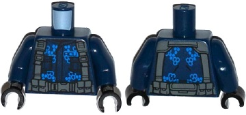 Torso 'ACU' Jacket with Dark Bluish Gray Straps and Belt with Pouches Pattern / Dark Blue Arms / Black Hands