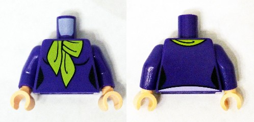 Torso Female Figure with Black Outlines and Lime Scarf Pattern (Daphne) / Dark Purple Arms / Light Nougat Hands