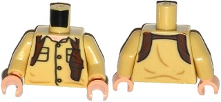 Torso Shirt with 4 Buttons, Flap Pockets, Open Collar and Brown Holster Pattern / Tan Arms / Light Nougat Hands
