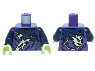 Torso Ninjago Tattered Dark Blue and Yellowish Green Robe Pattern / Dark Blue Arms / Yellowish Green Hands