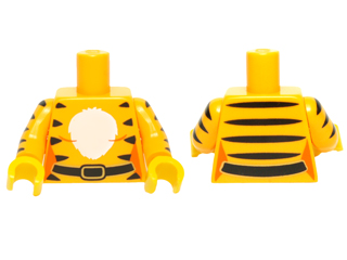 Torso Female Outline with White Chest, Black Tiger Stripes and Belt Pattern / Bright Light Orange Arms with 5 Black Stripes Pattern / Yellow Hands