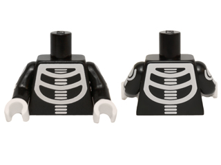 Torso White Minifigure Skeleton Pattern / Black Arms with White Minifigure Skeleton Pattern / White Hands